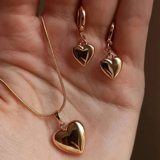 Rose Gold Heart Jewelry Set