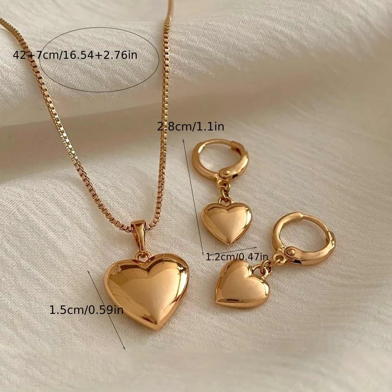 Rose Gold Heart Jewelry Set