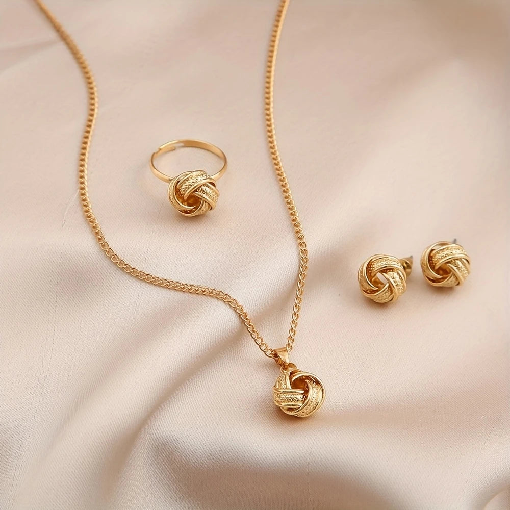 Golden Knot Elegance Jewelry Set