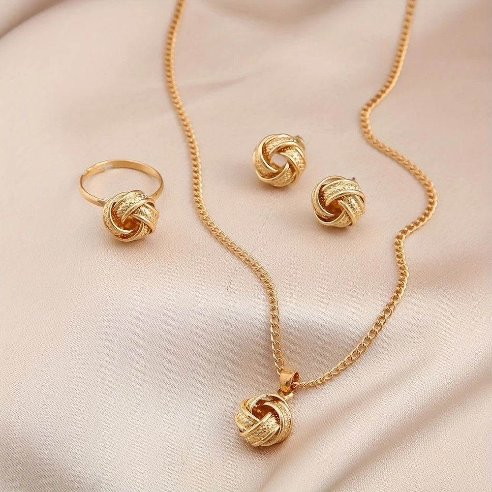 Golden Knot Elegance Jewelry Set