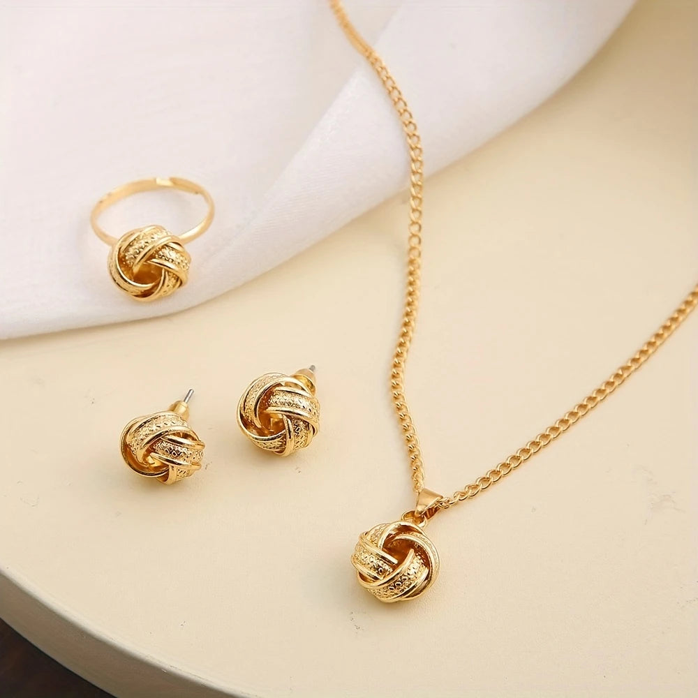 Golden Knot Elegance Jewelry Set