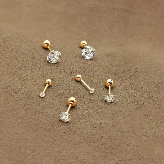 ✨ Elegant Gold-Plated Crystal Stud Earrings