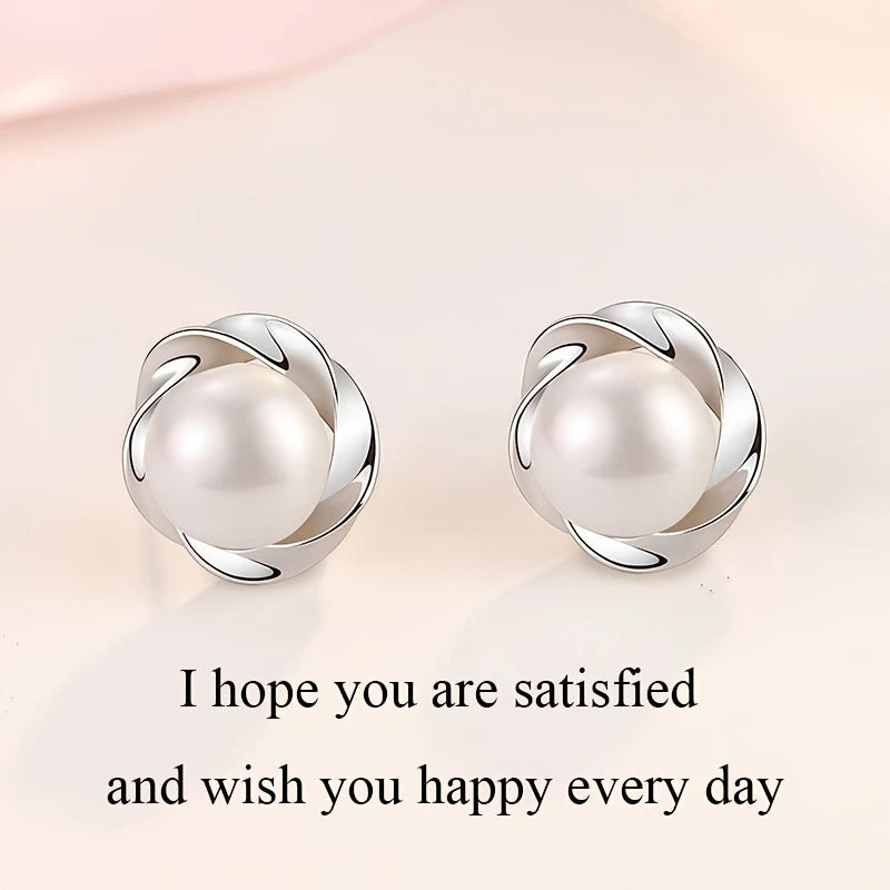 Swirl Pearl Stud Earrings