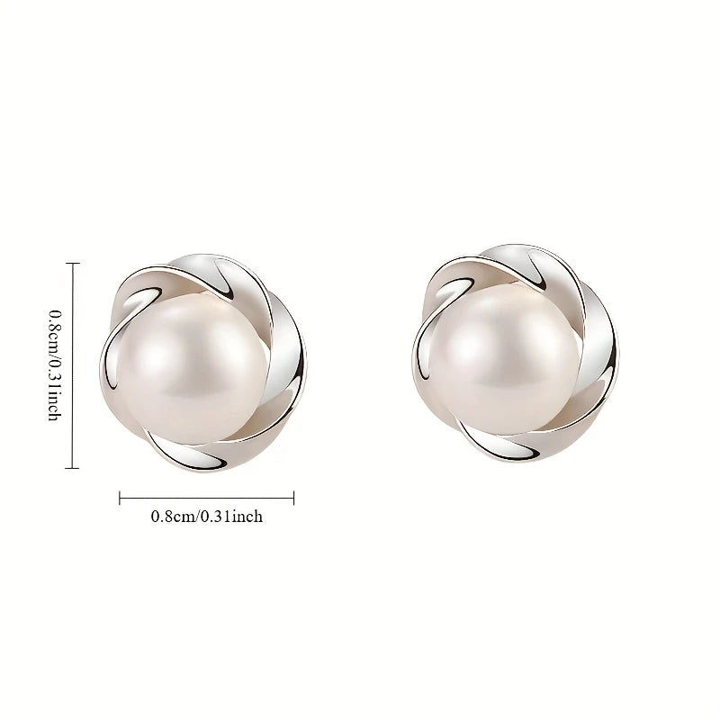 Swirl Pearl Stud Earrings