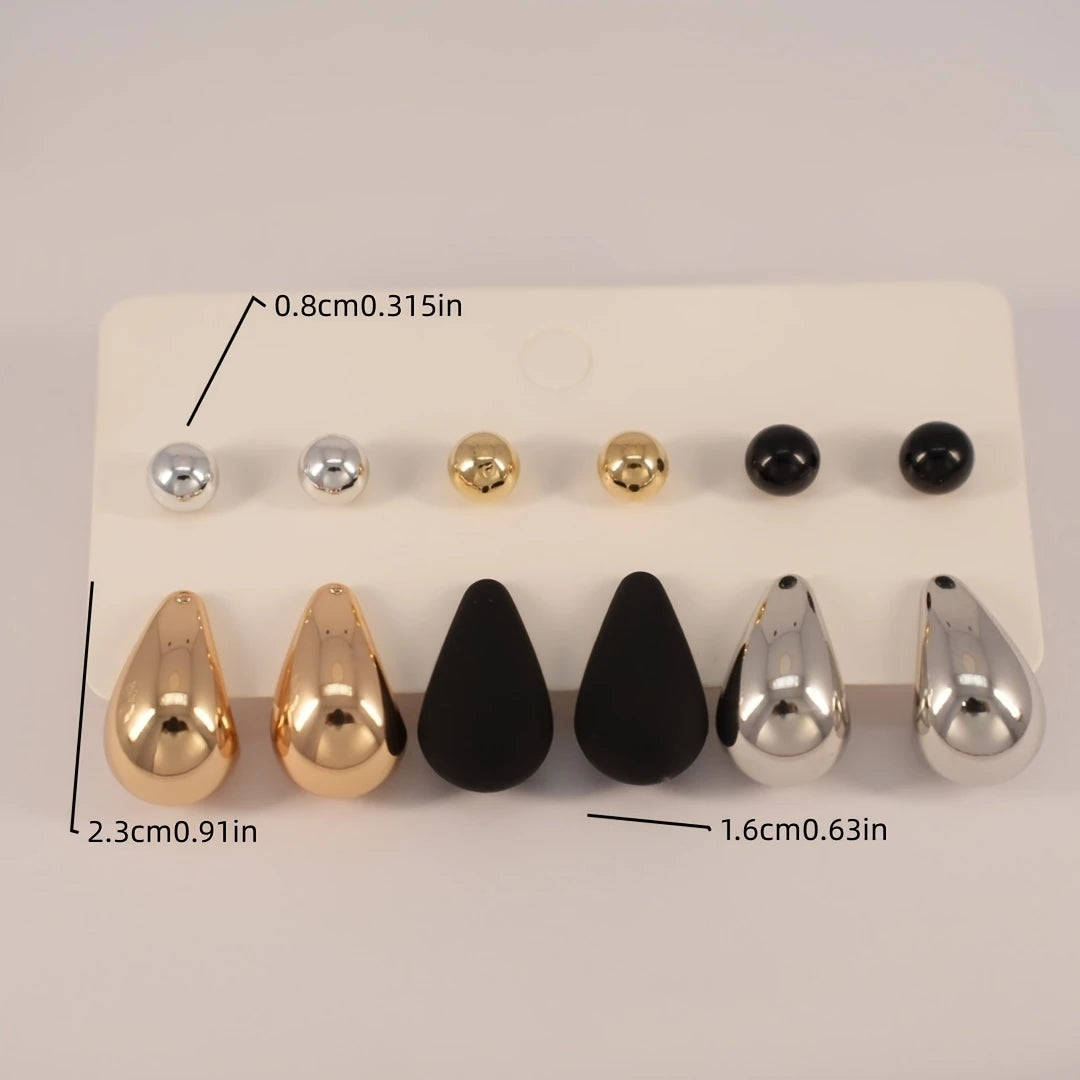 Metallic Drop & Stud Earring Set