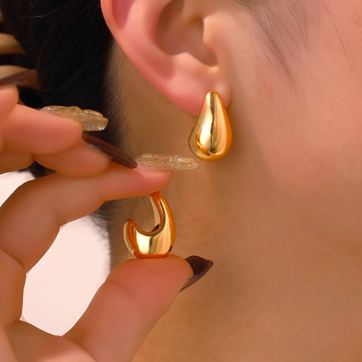 Metallic Drop & Stud Earring Set